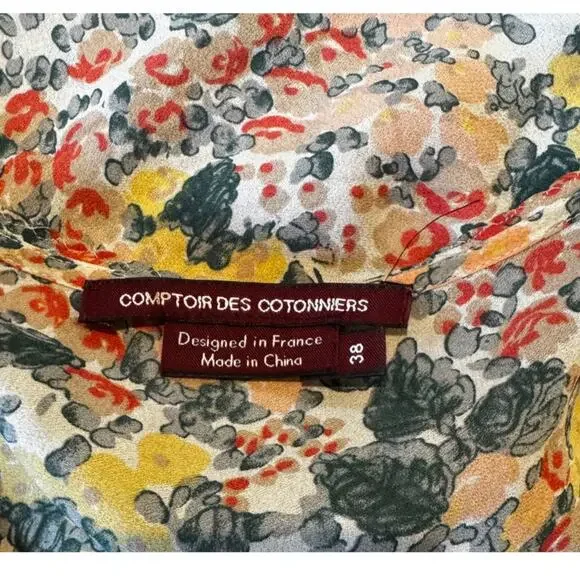 COMPTOIR DES COTONNIERS Silk Floral Blouse in Size 38 (8) - Picture 5 of 9